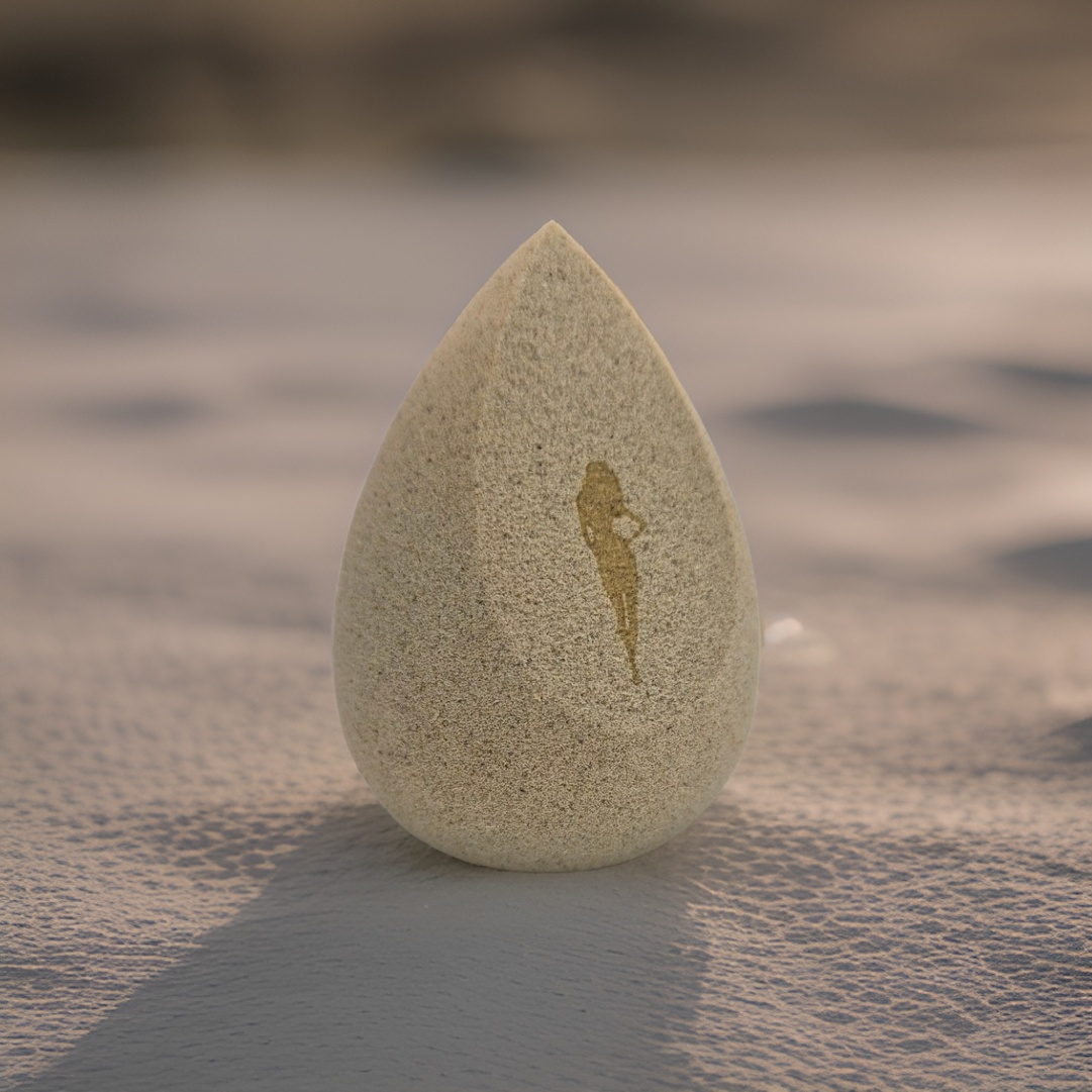 mma beauty blender made from lavender with logo on the edge
